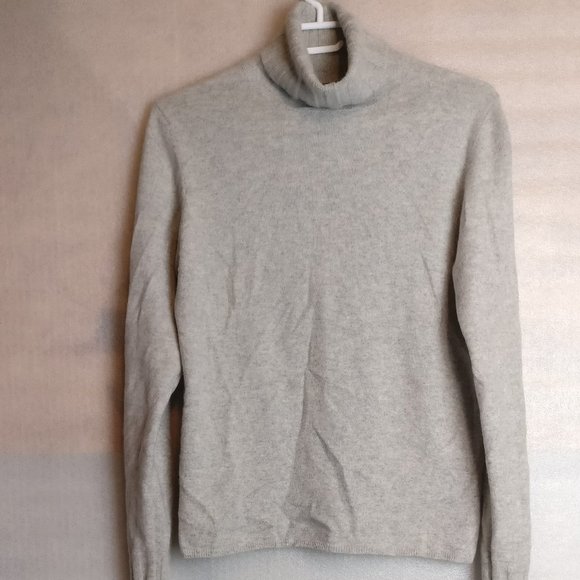 GRAY TURTLENECK PURE CASHMERE LONGSLEEVE SWEATER XL with measurements - Picture 5 of 5